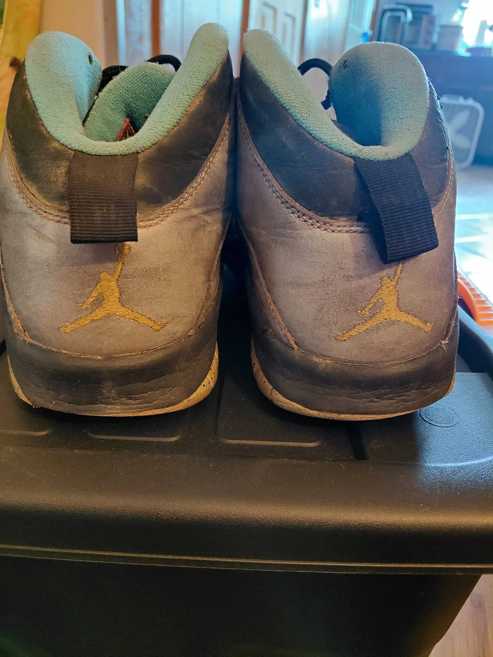Jordan Teal and Black High-Top Sneaker Interior